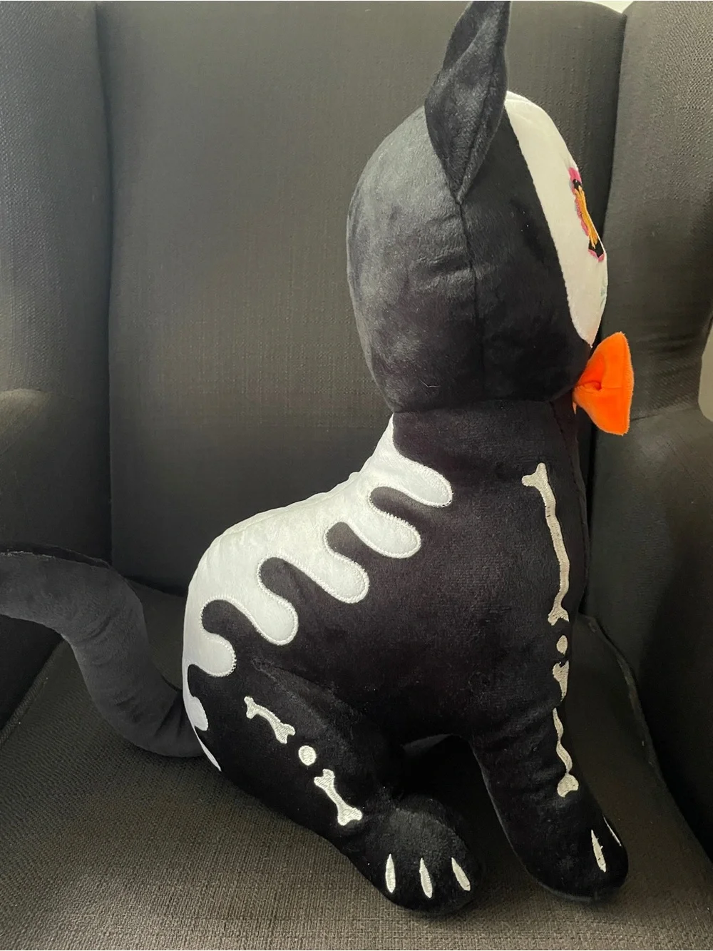 Ashland Black White Orange Day of the Dead Cat Plush Pillow